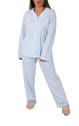 Schrank 100% Polycotton Pyjama with long Sleeve and Long Pant in Blue Leila SK127