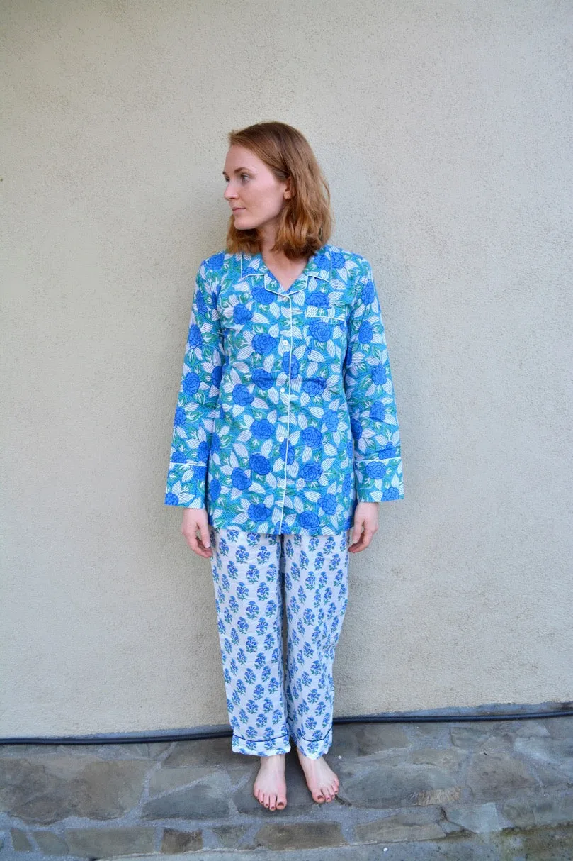 SECONDS | Jodhpur Blue Long Sleep Set | M