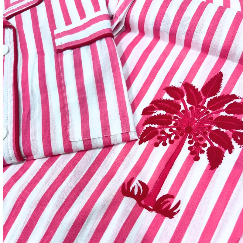 Shanti PJ Set Short | Pink Palms