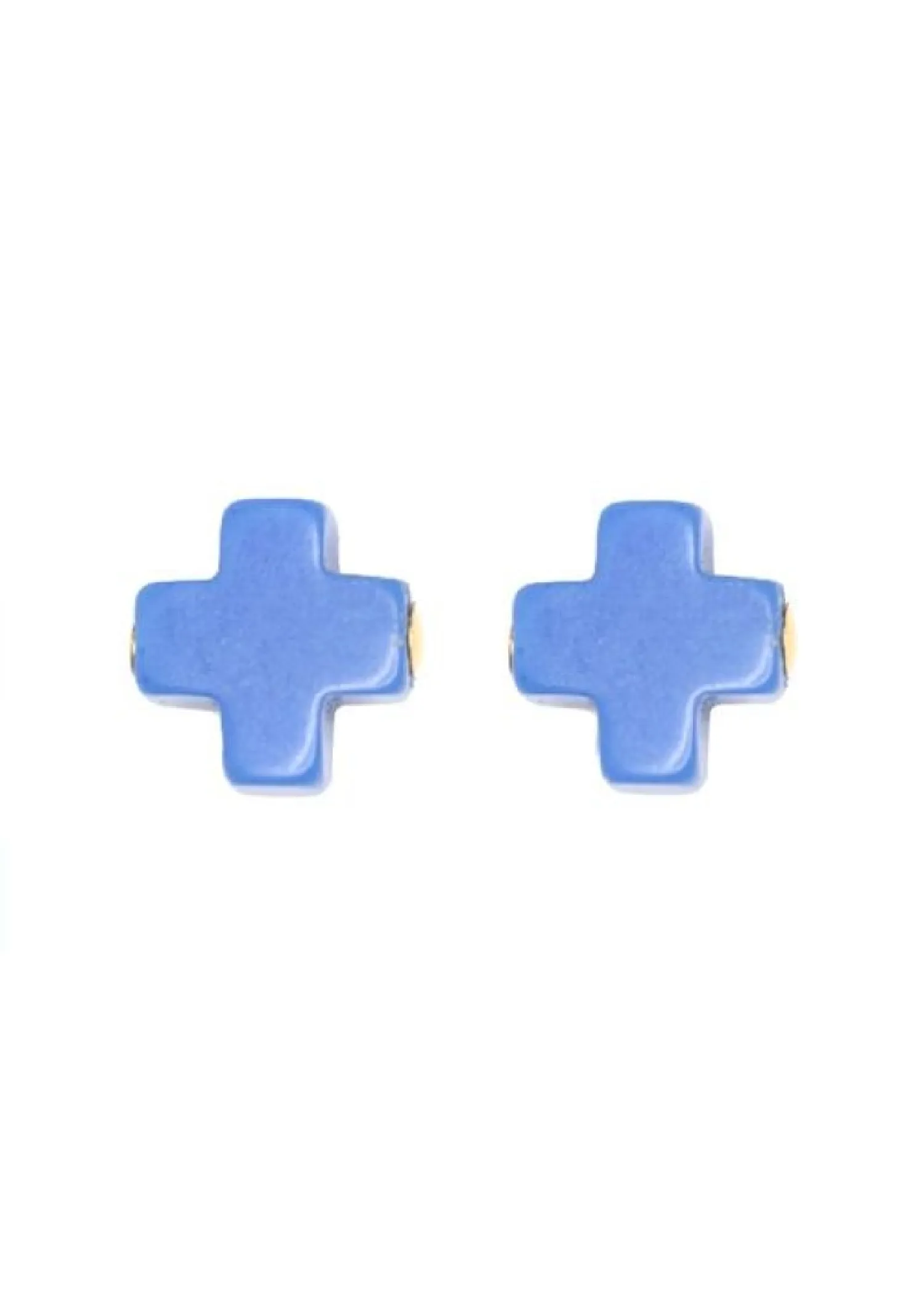 SIGNATURE CROSS STUD EARRINGS - COBALT