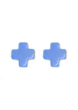 SIGNATURE CROSS STUD EARRINGS - COBALT