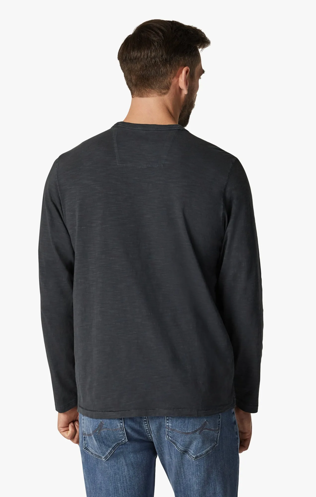 Slub Crew Neck Long Sleeve Shirt in Blue Berry