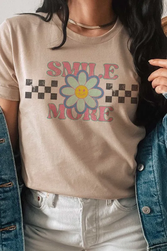 SMILE MORE DAISY HAPPY FACE GRAPHIC TEE