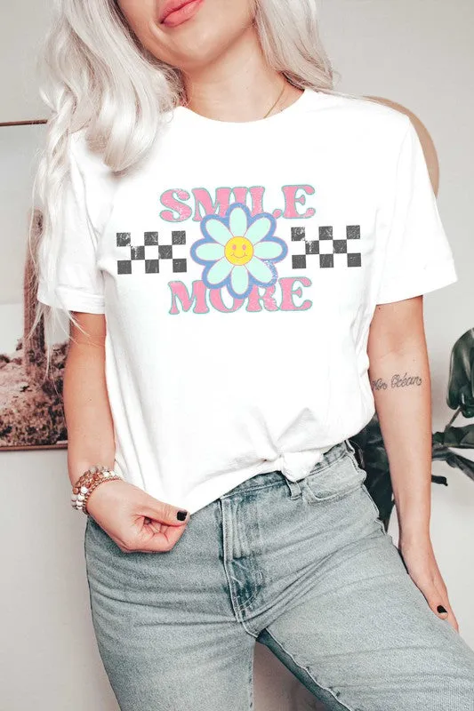 SMILE MORE DAISY HAPPY FACE GRAPHIC TEE