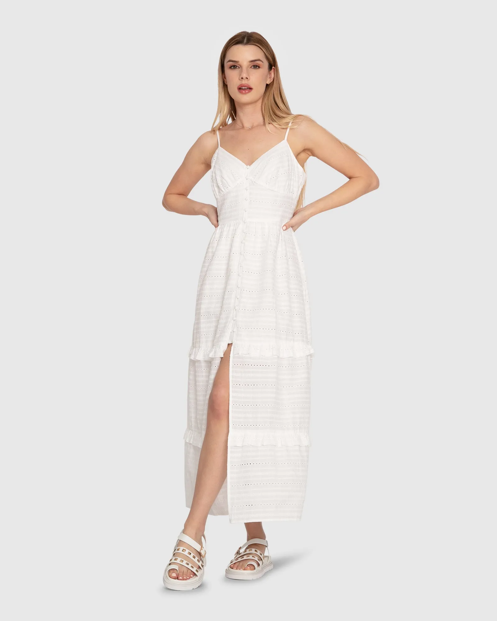 Superstition Tiered Maxi Dress - White