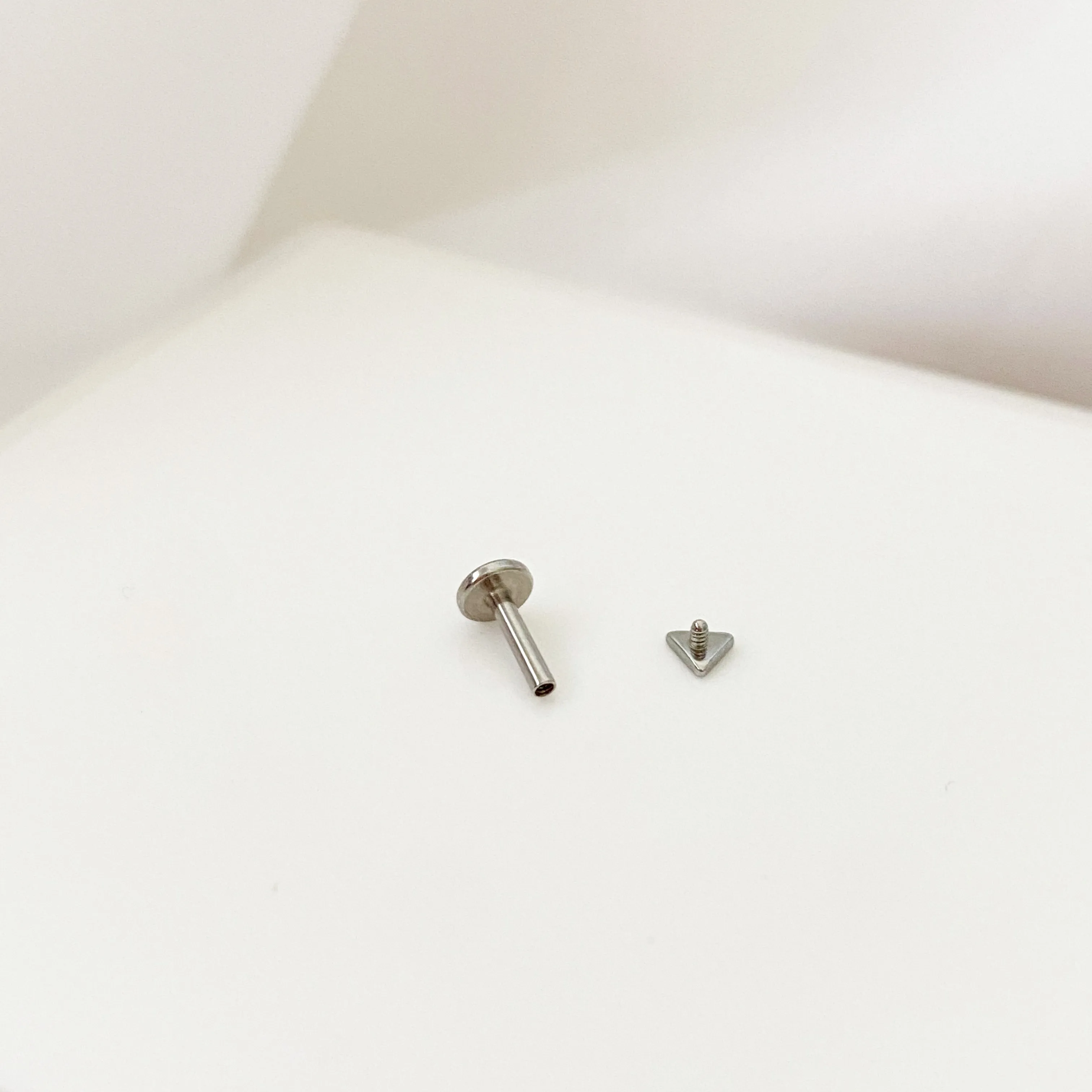 Tiny Triangle Flat Back Stud Earring - Silver