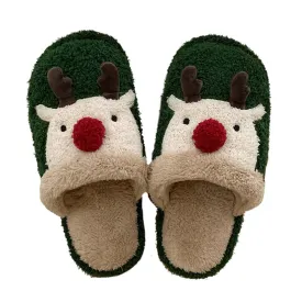 Toleet Black Friday Cyber Monday Christmas Women's Winter Cute Christmas Elk Cotton Slippers Warm Plush Cotton Shoes