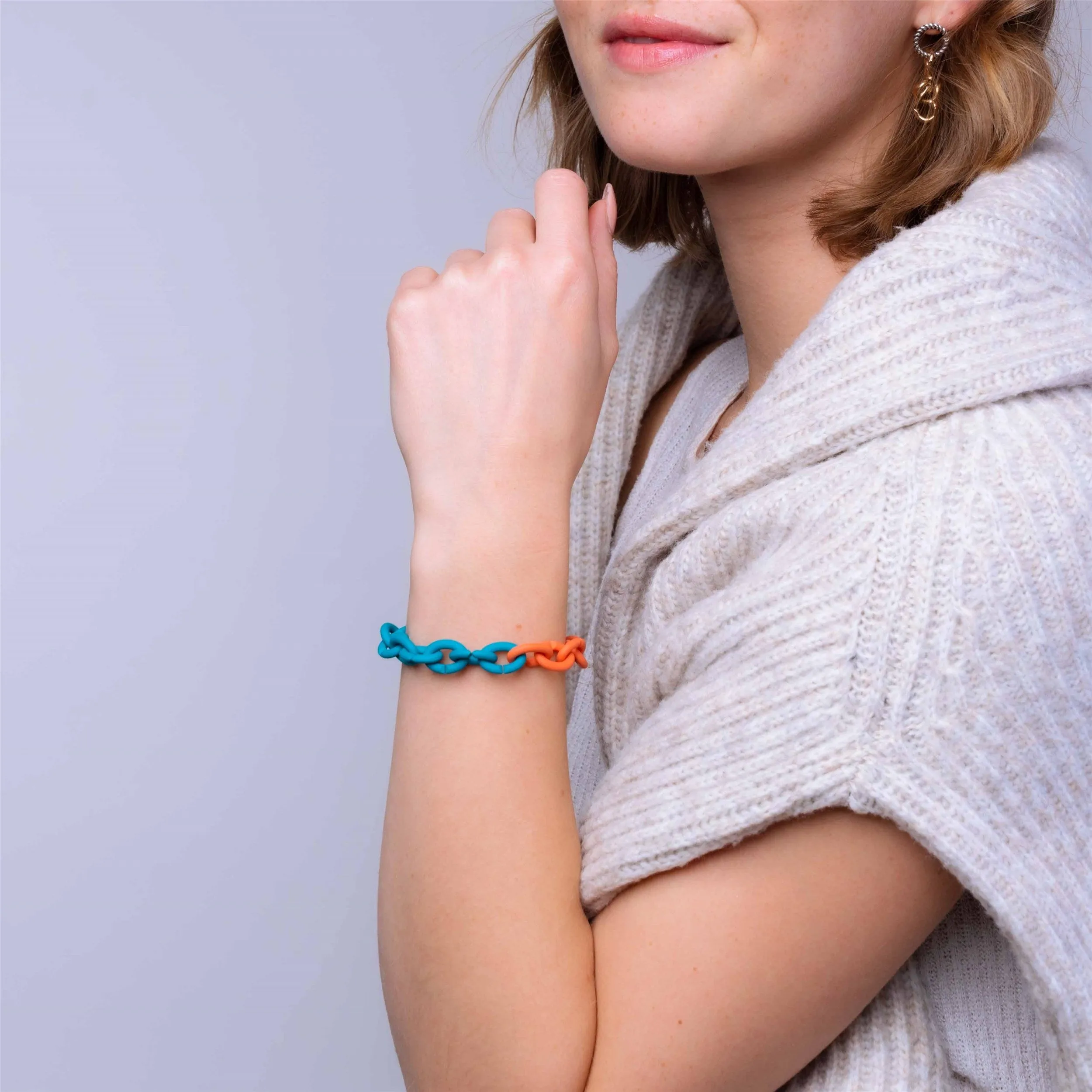 Turquoise Apricot Rubber Bracelet