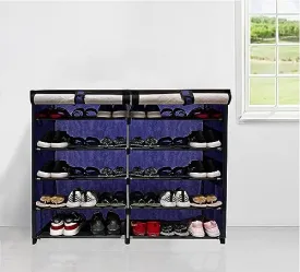 Urban Choice Metal 10 Layers Premium Multi-Purpose Cartoon Prints Shoe Rack Organizer for Heels Boots Slippers Metal Shoe Rack DIY(Do-It-Yourself) Dark Blue