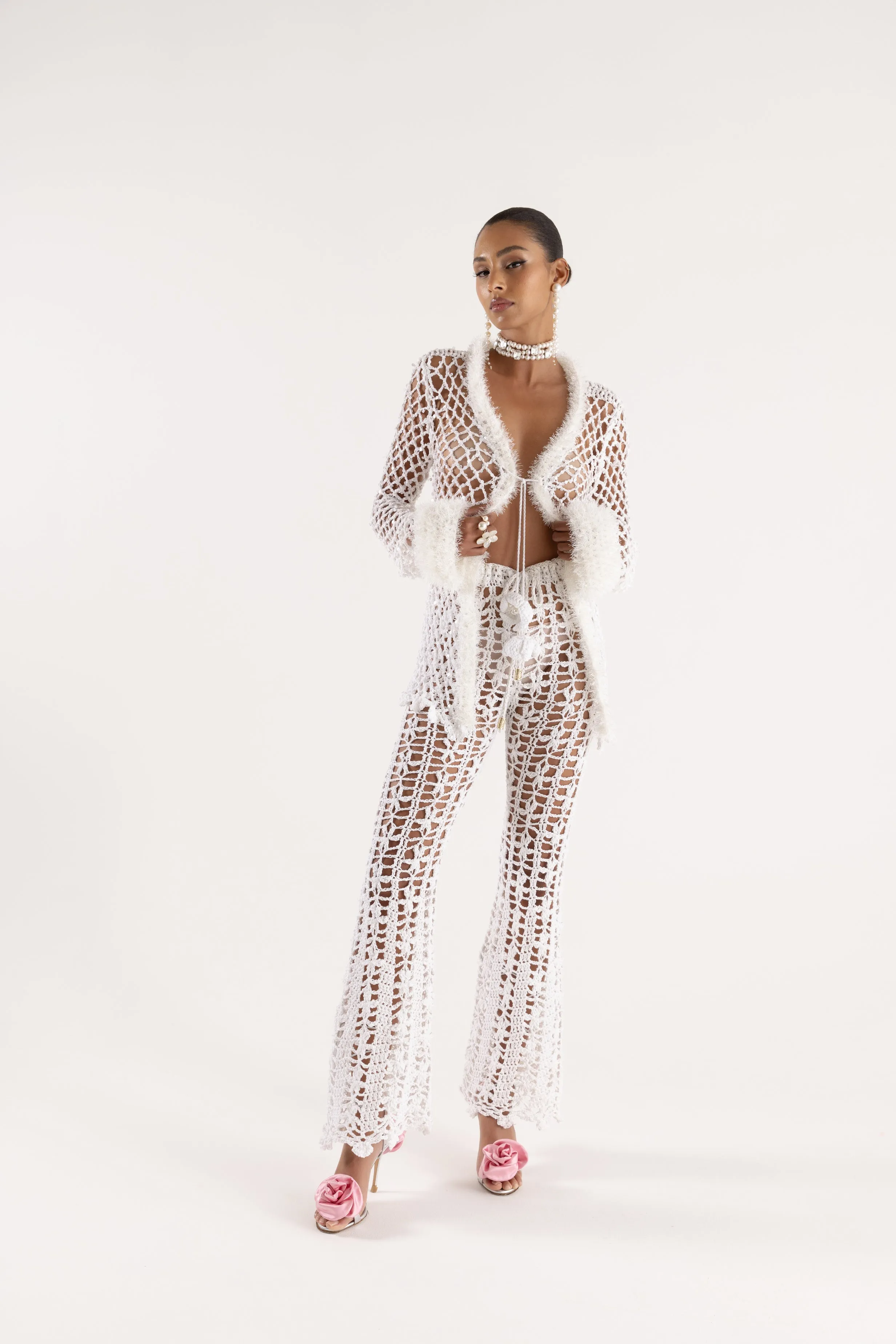 White Vanilla Handmade Crochet Pants