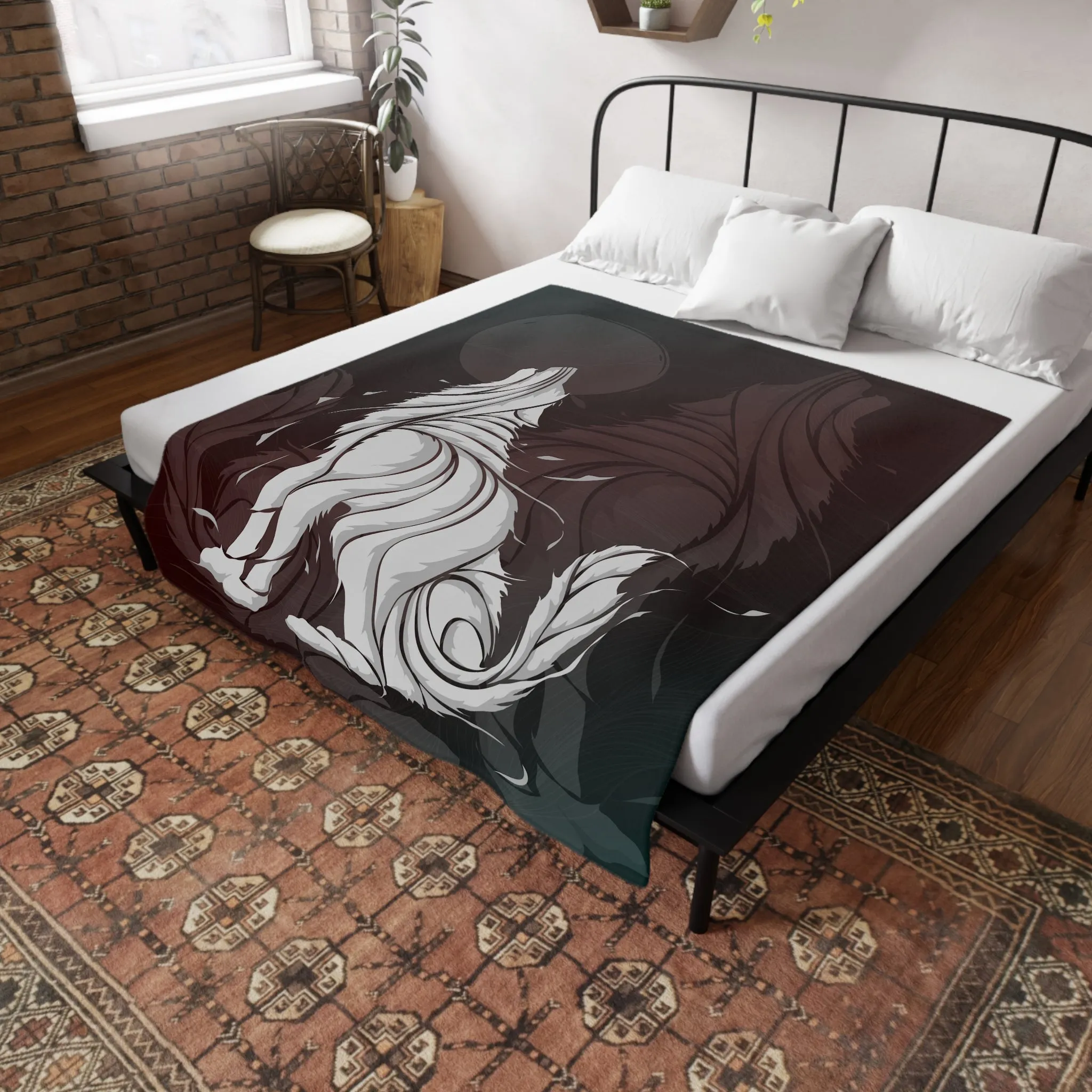 Wolves Velveteen Plush Throw Blanket