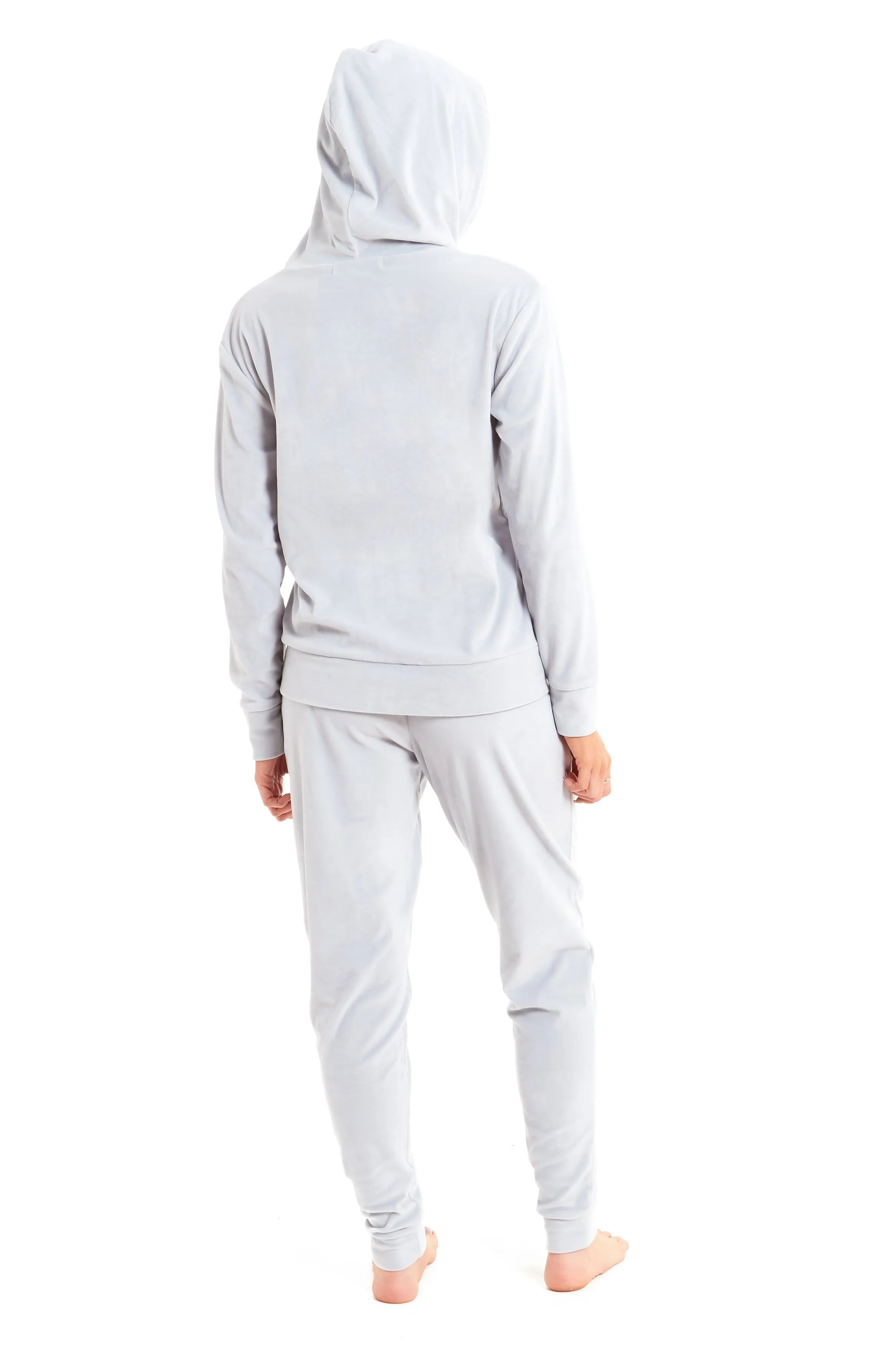 Women's Hooded Velour Lounge Set with Zipped Top and Elasticated Waistband Comfortable Stretchable Nightwear UK Sizes 8-22 by Daisy Dreamer