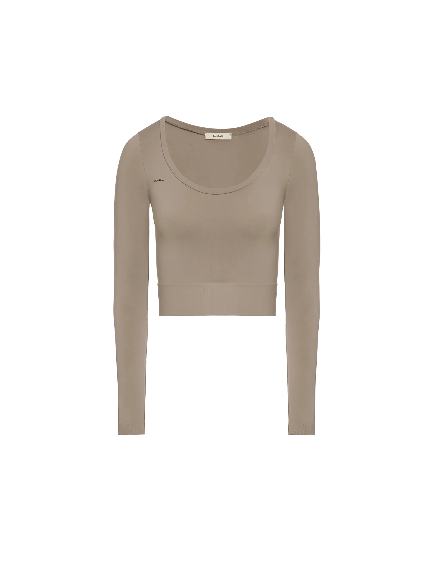 Women's Plant-Stretch Long Sleeve Cropped Top—taupe